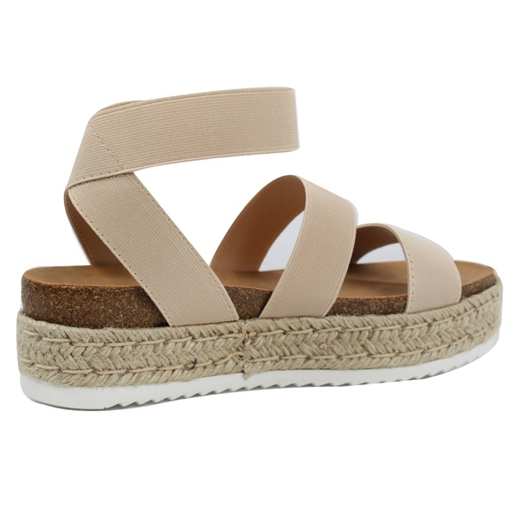 Size 5.5 Nude Open Toe Two Band Strap Ankle Strap - Picture 4 of 6